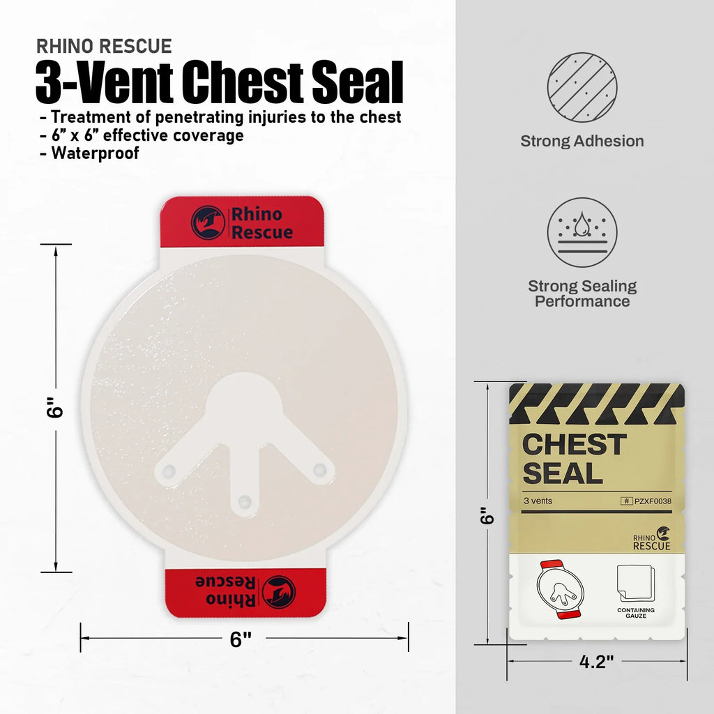 Chest Seal Dressing | Vented & Non-Vented Pack Options | Emergency First Aid & Trauma Kits