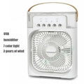 Portable USB Air Cooler Fan | 3-in-1 Fan, Mist Humidifier & 7-Color Light | Home, Office & Camping