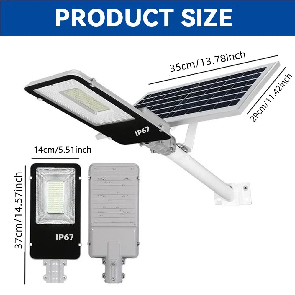Solar LED Street Light | 281 LEDs & Remote Dimming | Driveways, Gardens & Outdoor Paths