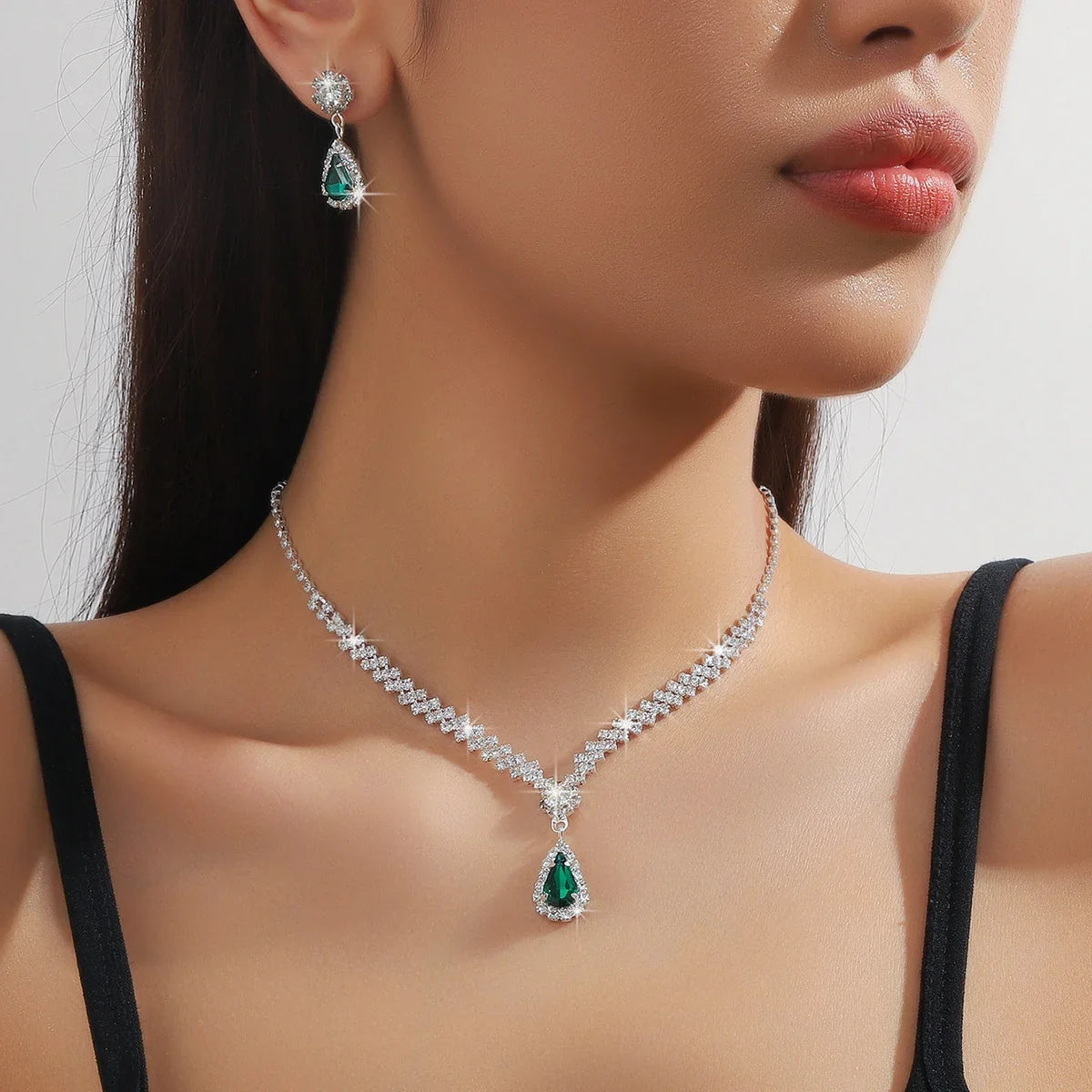 Of Women's Water Drop Necklaces Earrings Set for Wedding Season Banquet