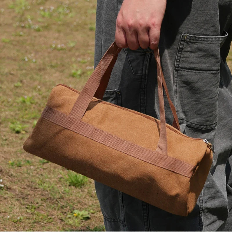 Camping Tools Storage Bag Large Capacity Cylinder Tent Stake Bag Lightweight Tent Peg Ground Nail Holder Bag for Outdoor Camping