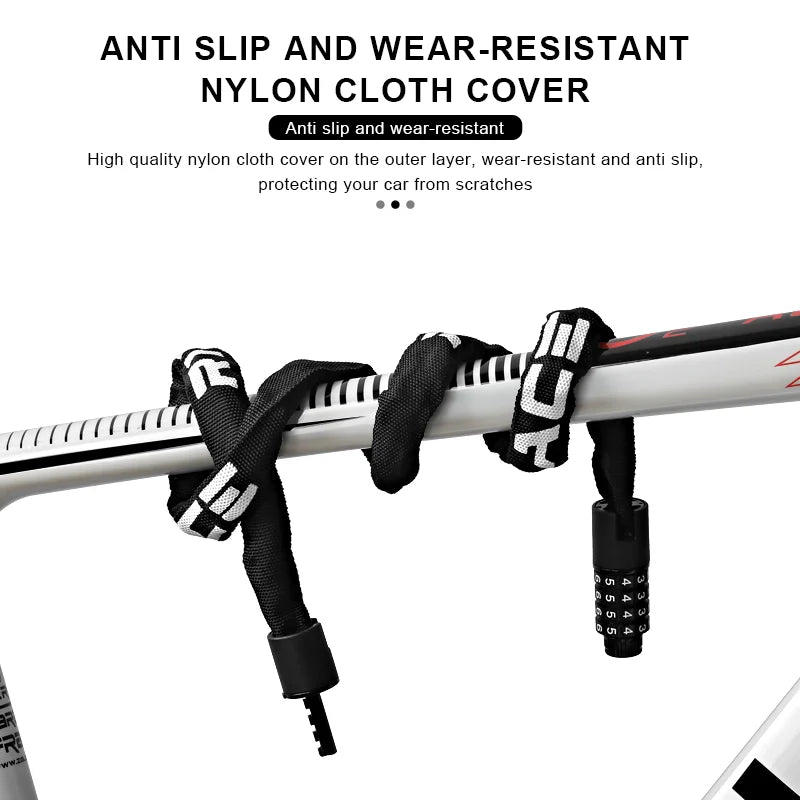 Bicycle Chain Lock | Combination Code & Cloth Sleeve | Bicycles & Compatible E-Bikes