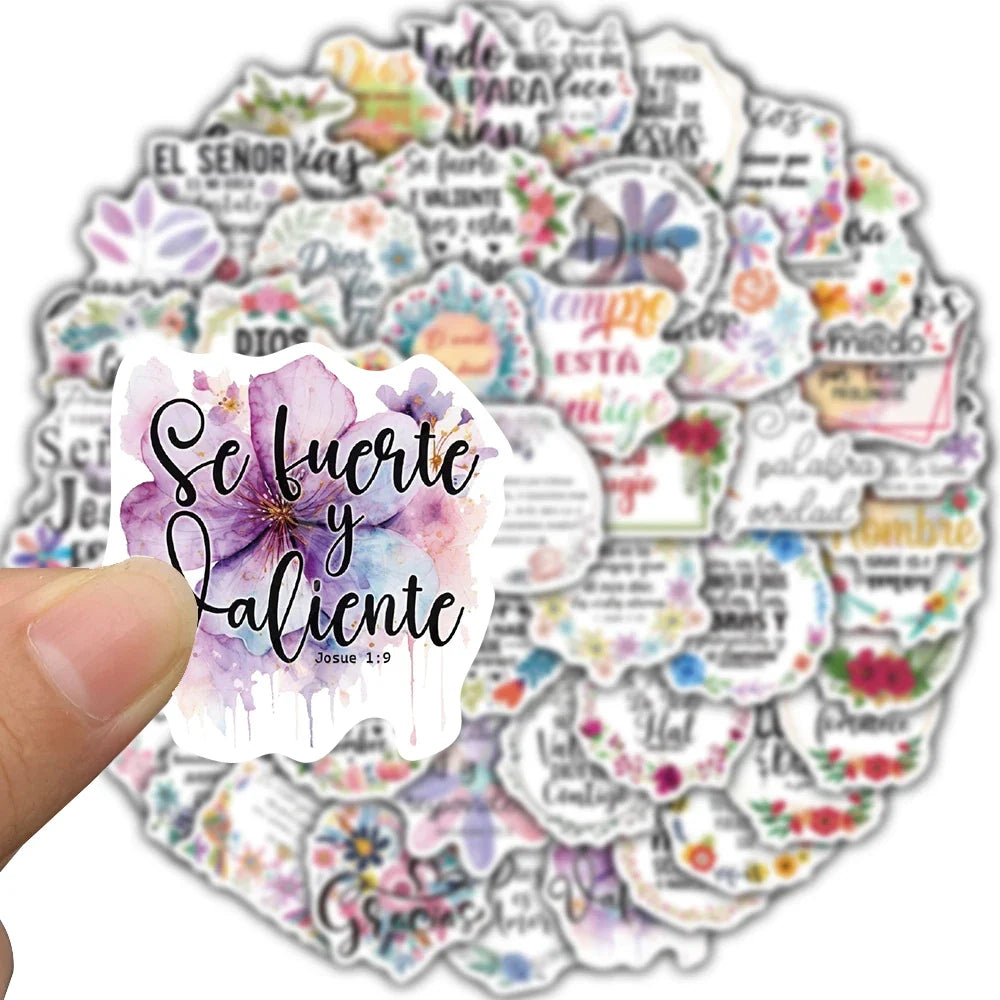 50PCS Spanish Motivational Text Stickers Motivational Waterproof Bicycle Stationary Scrapbooking Study Luggage Art Stickers
