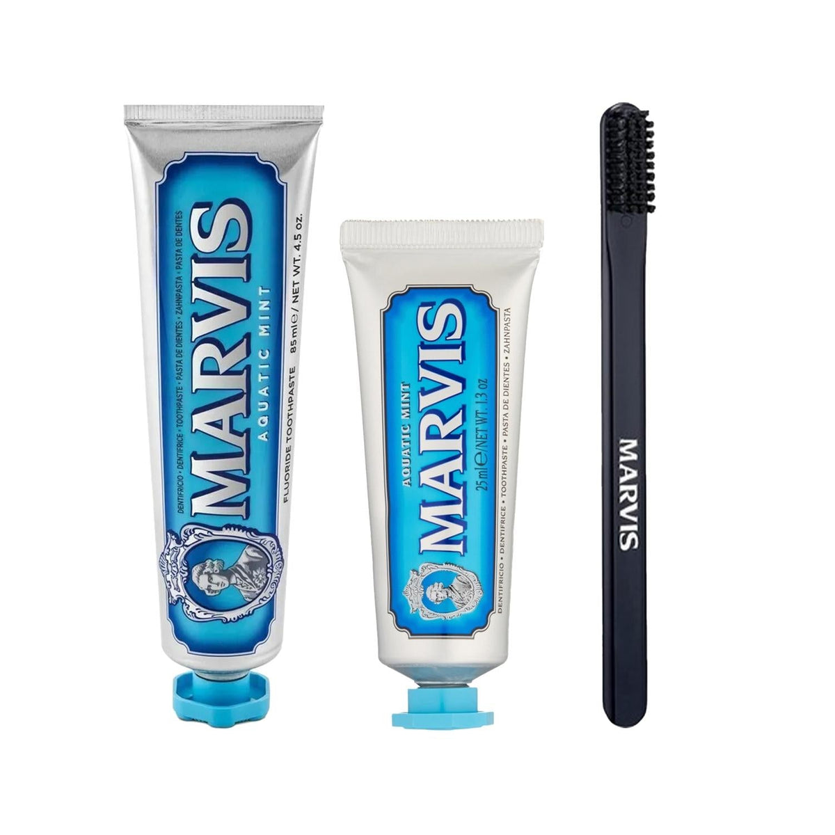 Marvis Aquatic Mint Toothpaste Set with Brush 85ml + 25ml