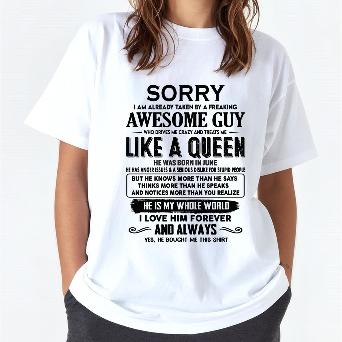 June - Sorry I am already taken by a freaking awesome guy - Gift for Wife From Husband - NGHL06 (SKU-SRG-06)