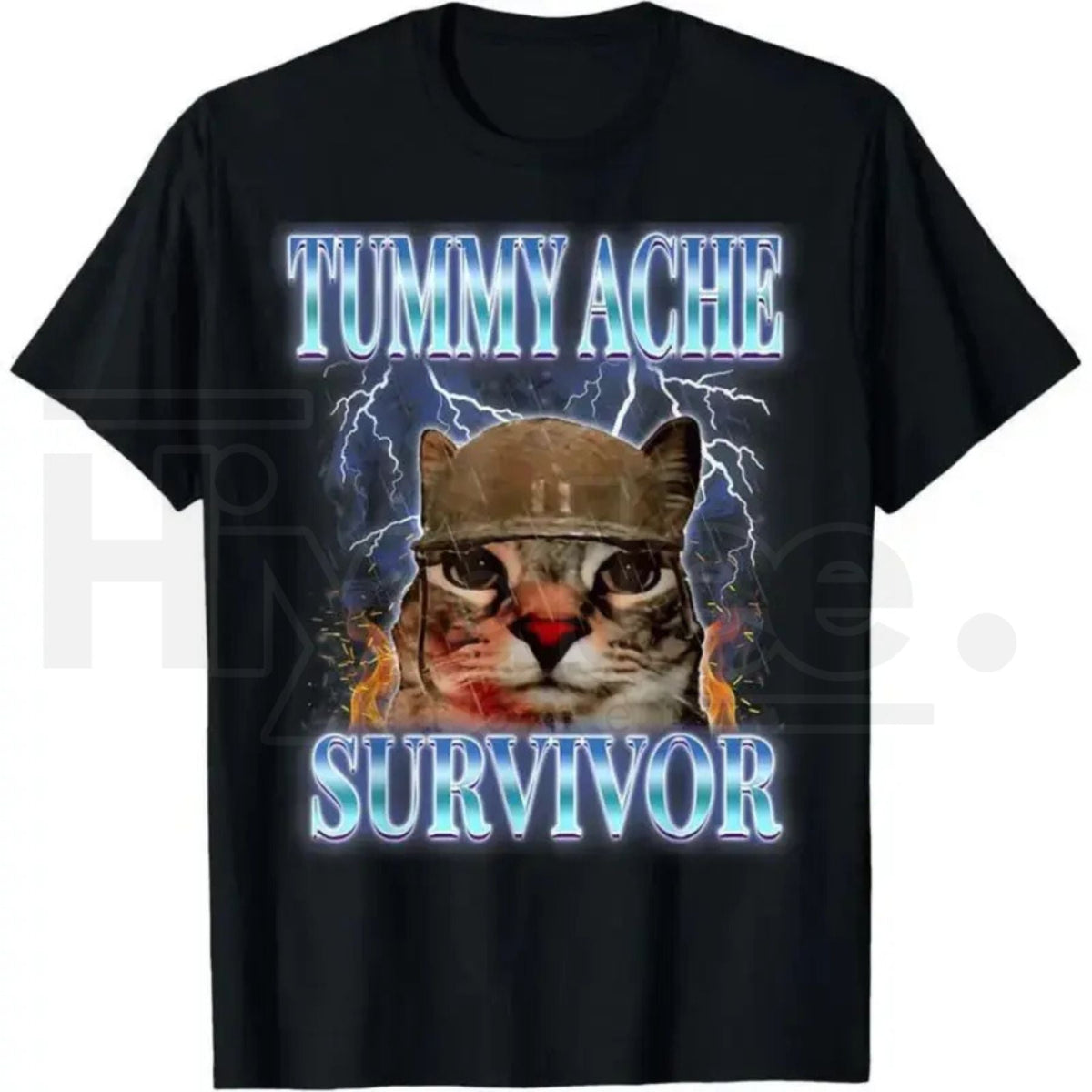 "Tummy Ache Survivor" – Funny Cat Meme Vintage Graphic Top