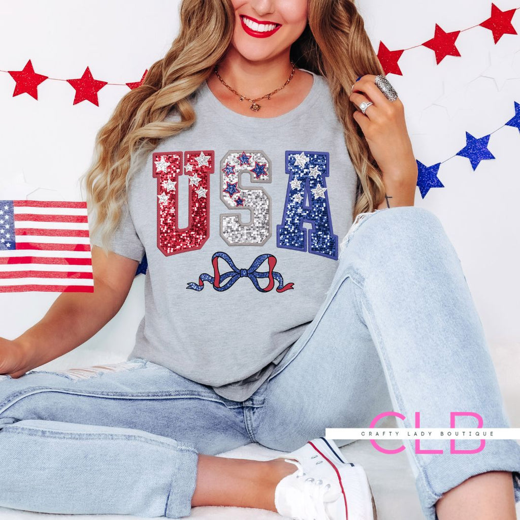 USA Faux Sequin Graphic Tee