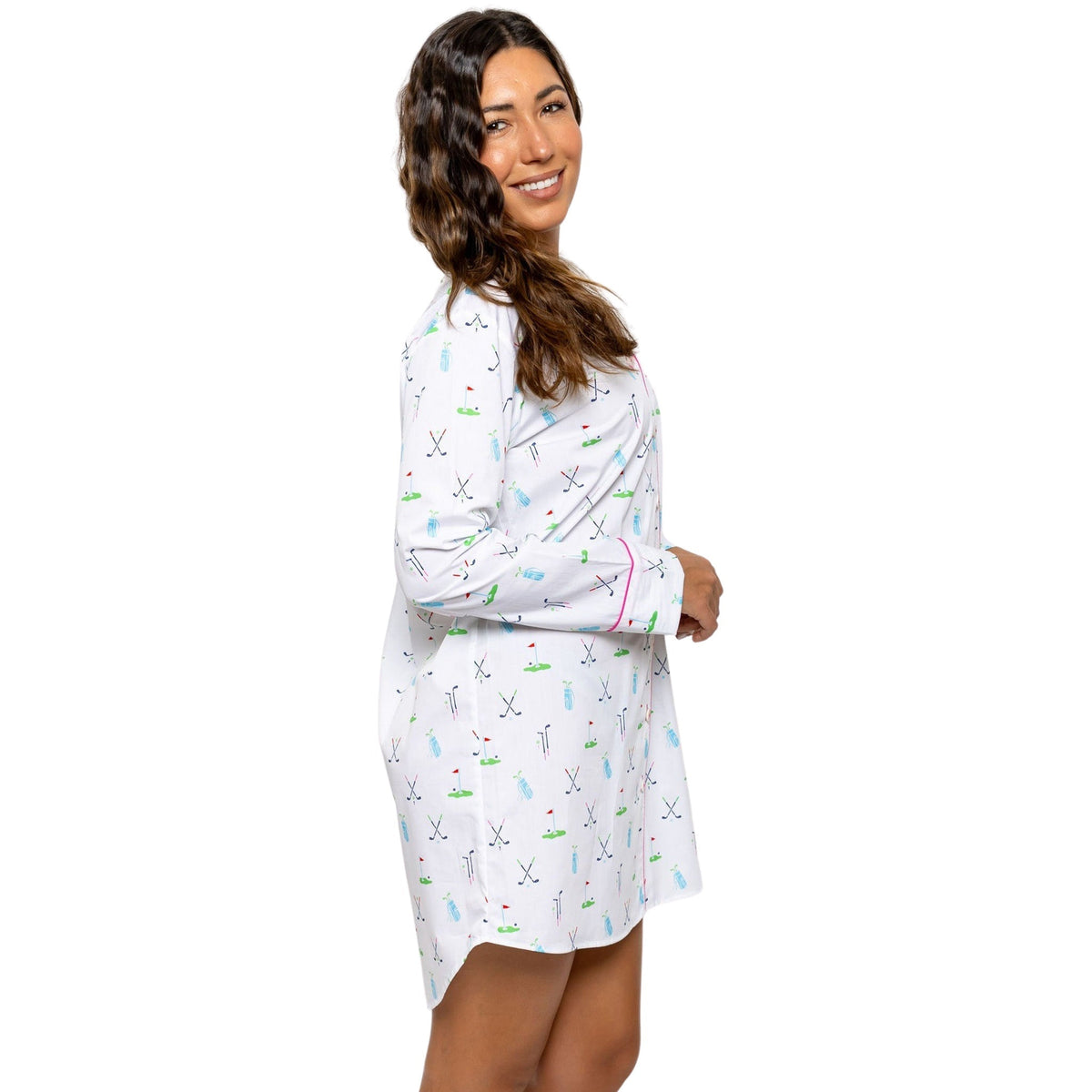 Women's Golf Night Shirt - Organic Cotton Poplin