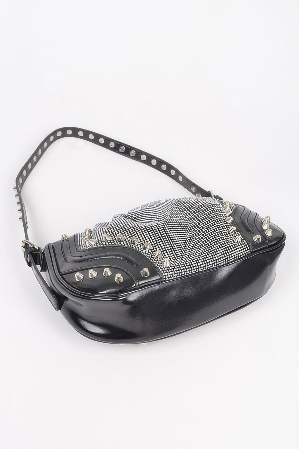 Hot Fix Stones Metal Stud Shoulder Bag