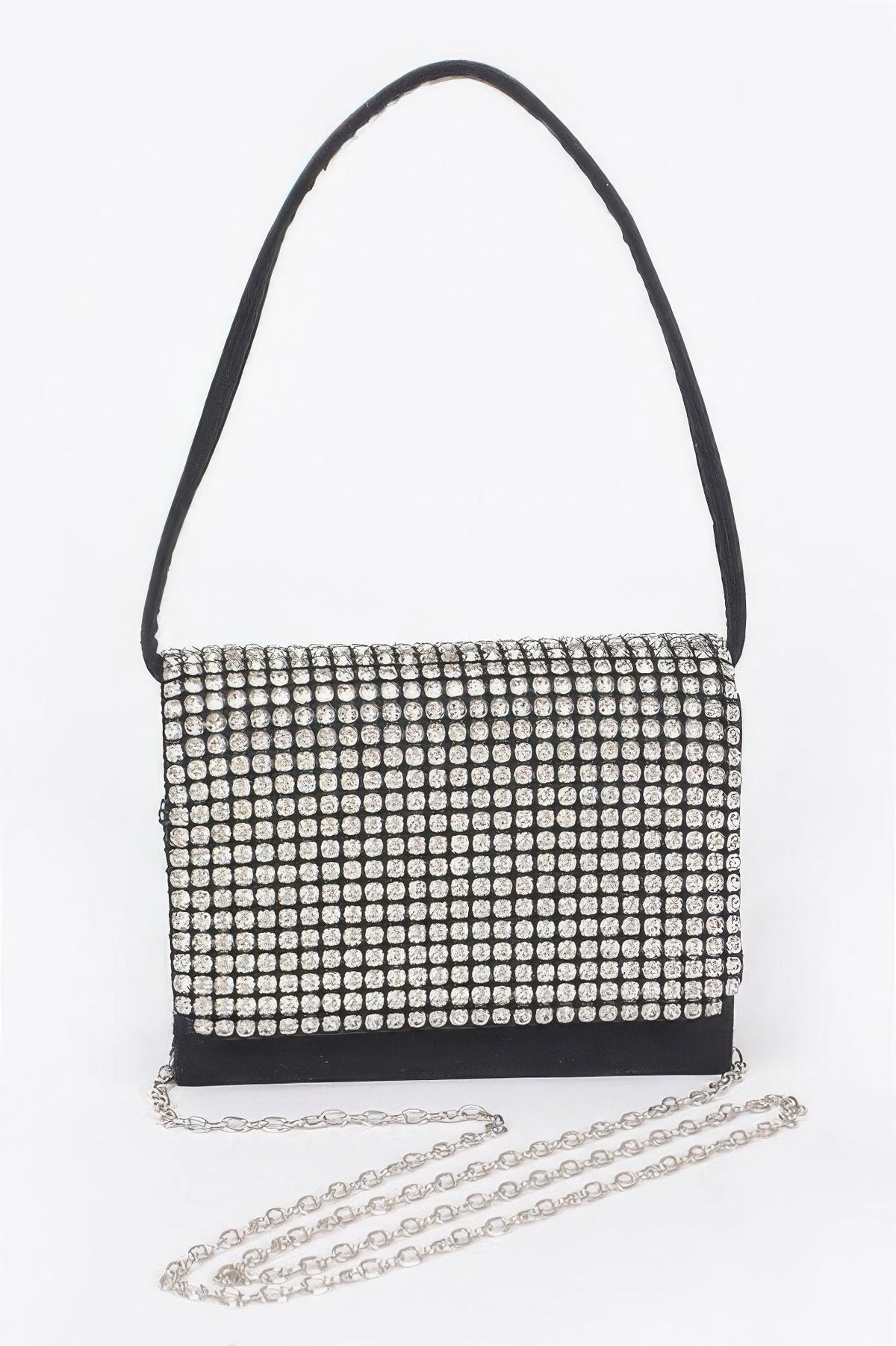 Faux Suede Oversized Rhinestone Crossbody Bag