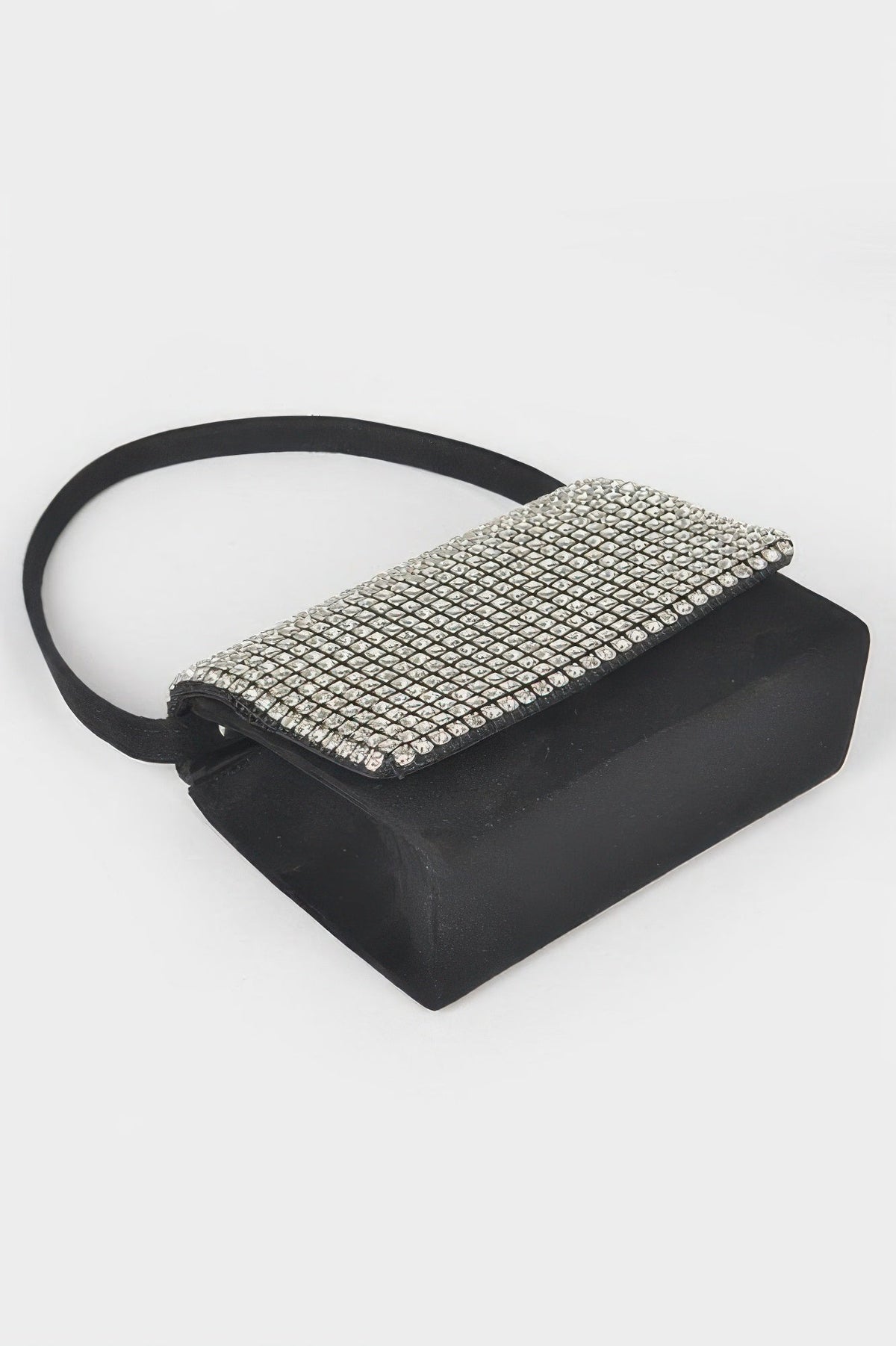 Faux Suede Oversized Rhinestone Crossbody Bag