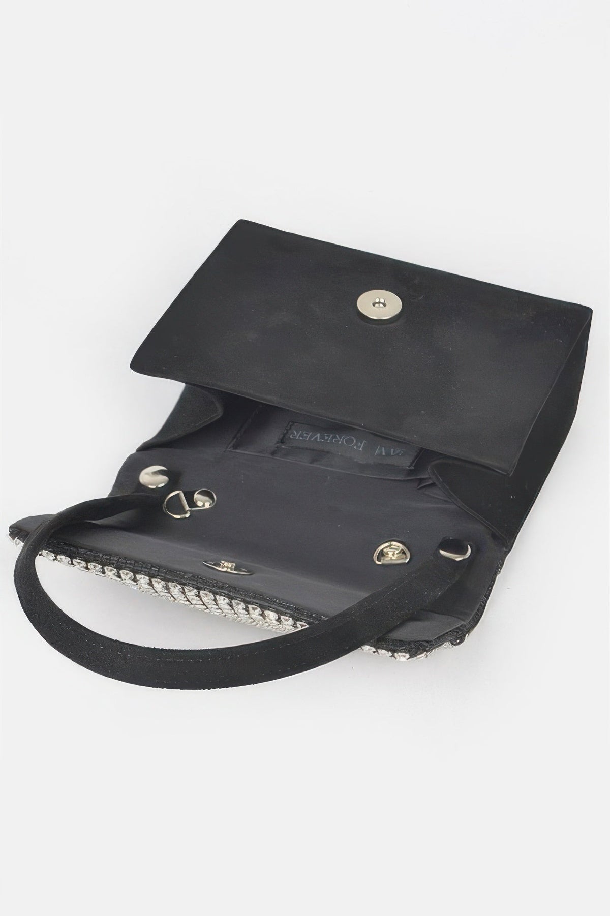 Faux Suede Oversized Rhinestone Crossbody Bag