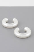 Bulky Polished Cream Hoop Earrings