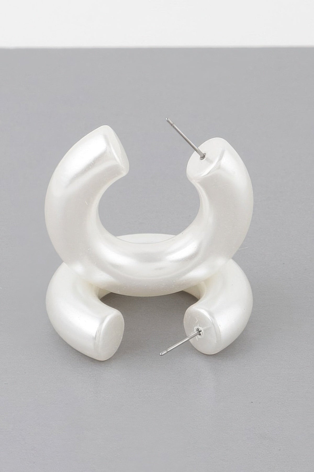 Bulky Polished Cream Hoop Earrings
