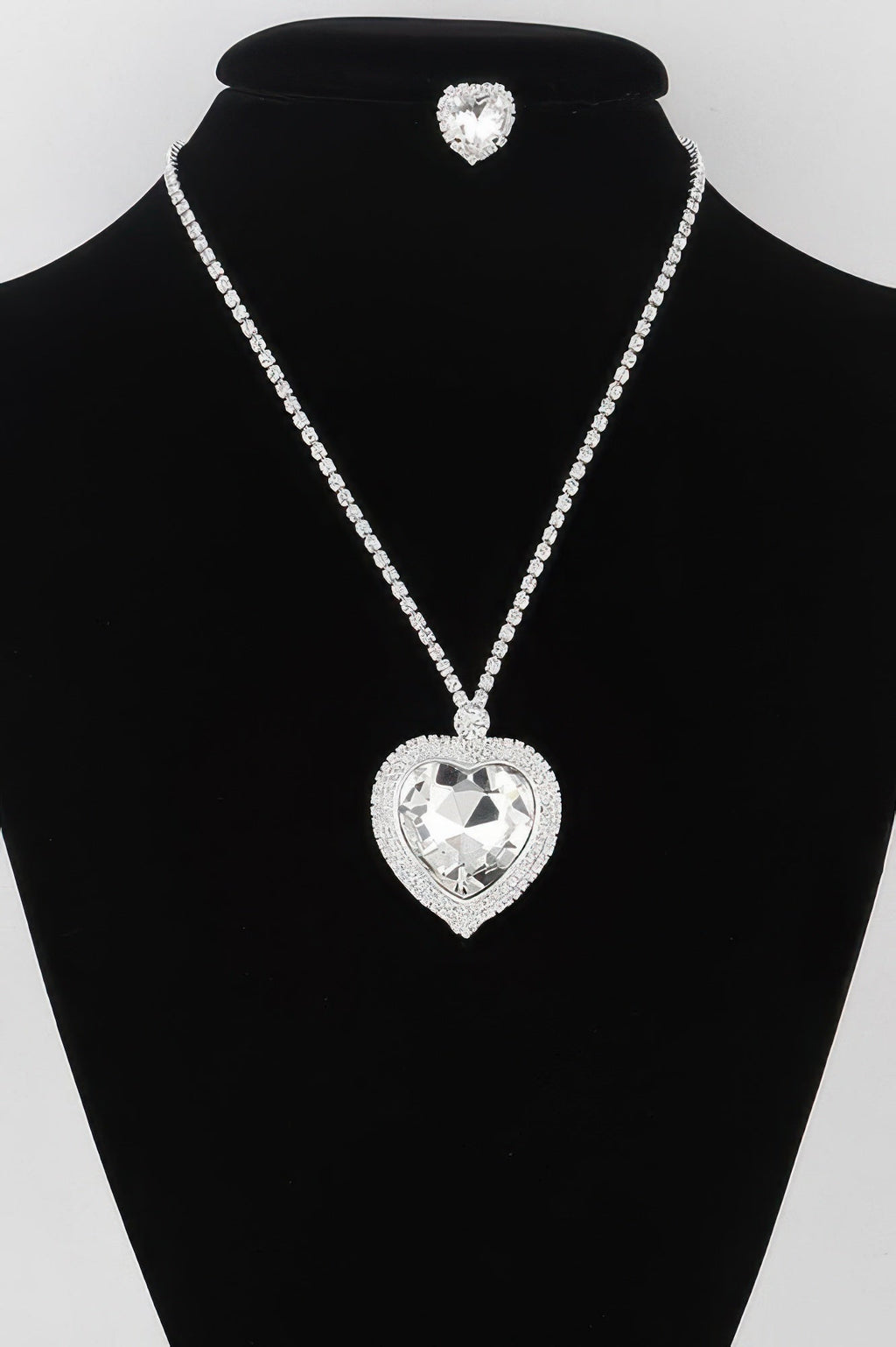 Jeweled Crystal Heart Necklace Set
