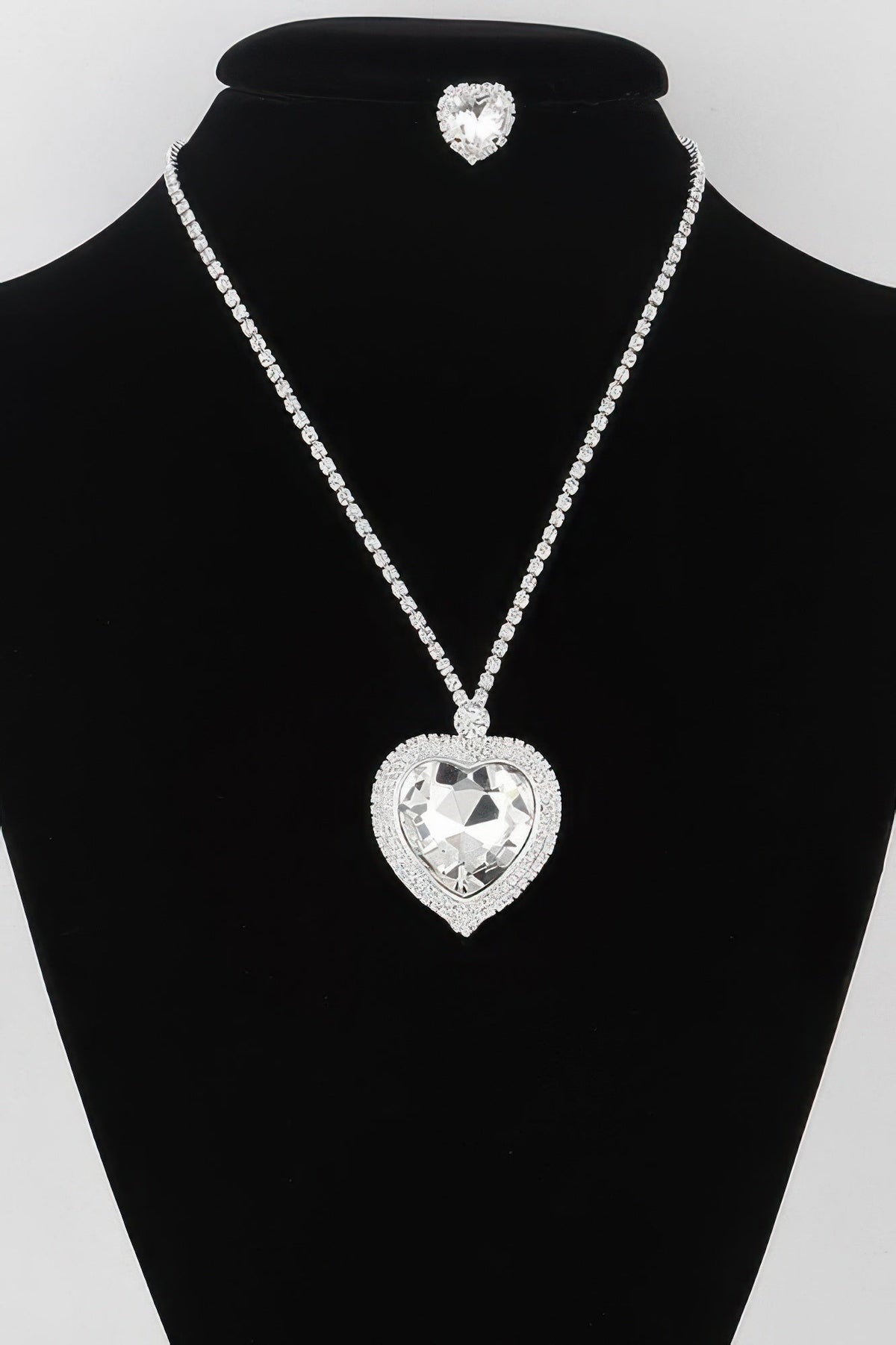 Jeweled Crystal Heart Necklace Set