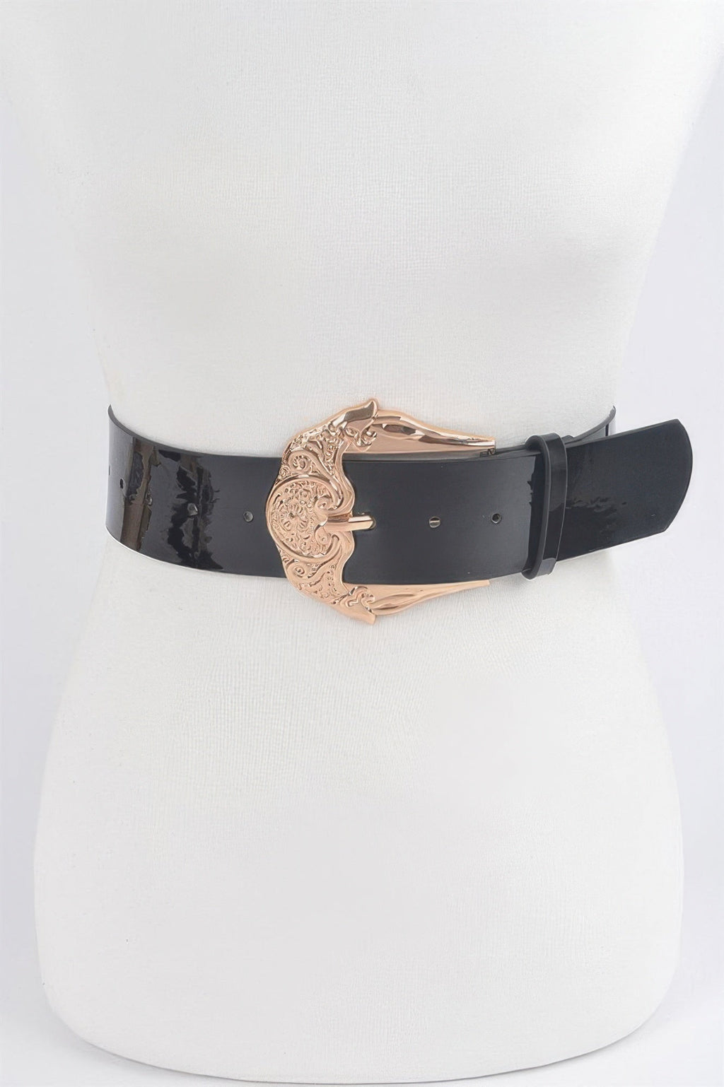Metal Buckle Enamel Shiny Belt