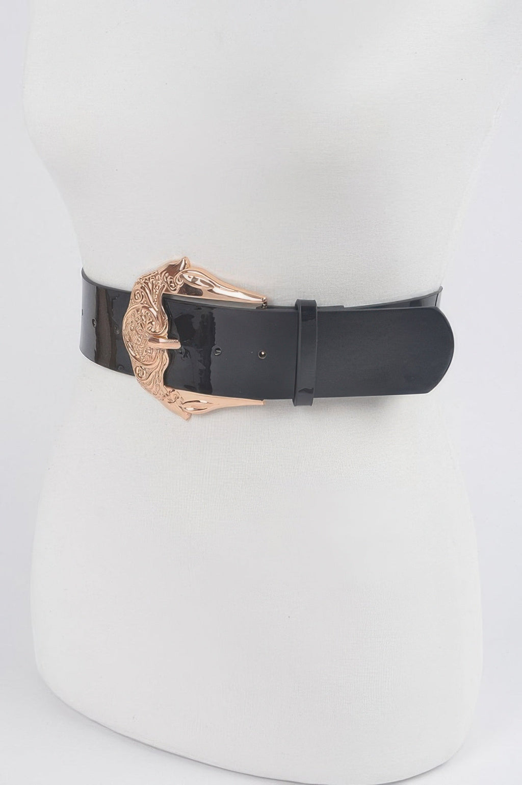 Metal Buckle Enamel Shiny Belt