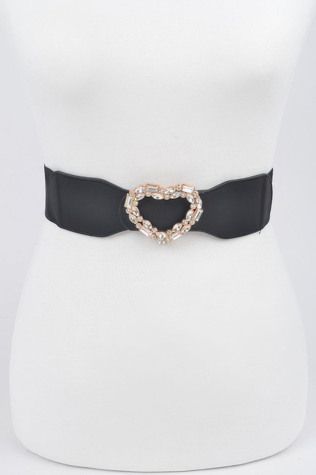 Heart Rhinestone Buckle Elastic Belt