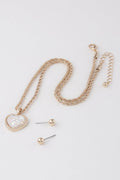 Glittered Heart Chain Necklace Set