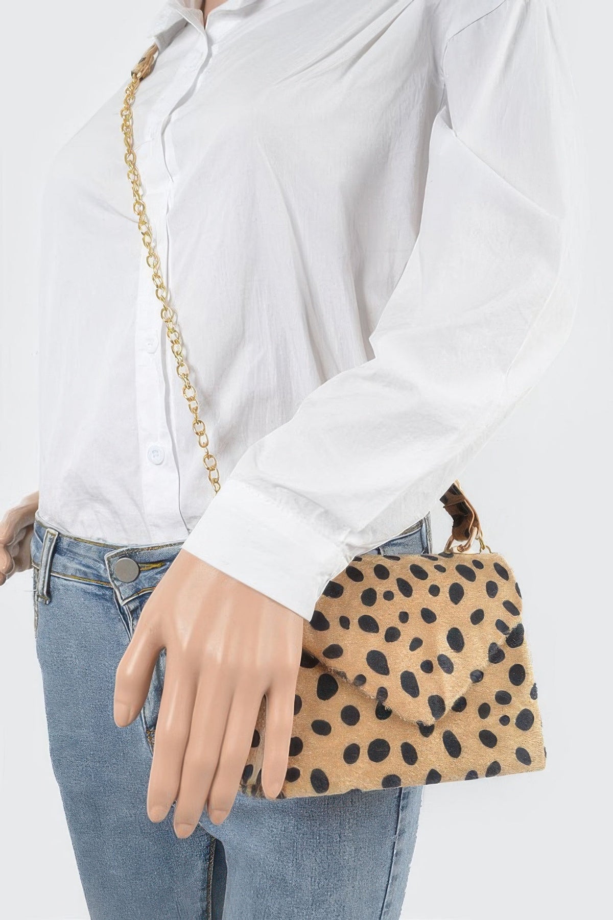 Faux Fur Leo Top Handle Clutch