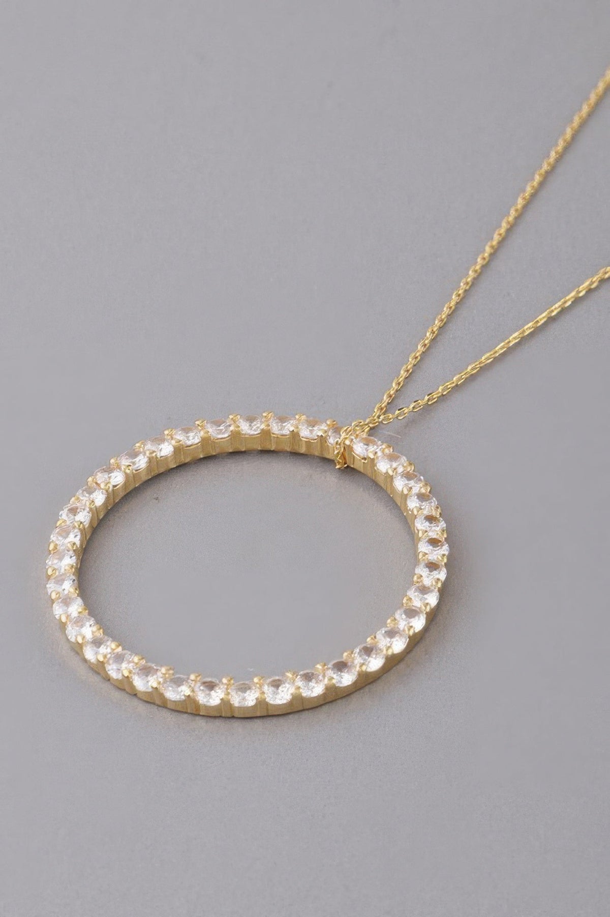 Jewel Lined Circle Pendant Necklace
