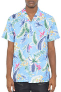 Mens Short Sleeve Floral Button Down Shirt