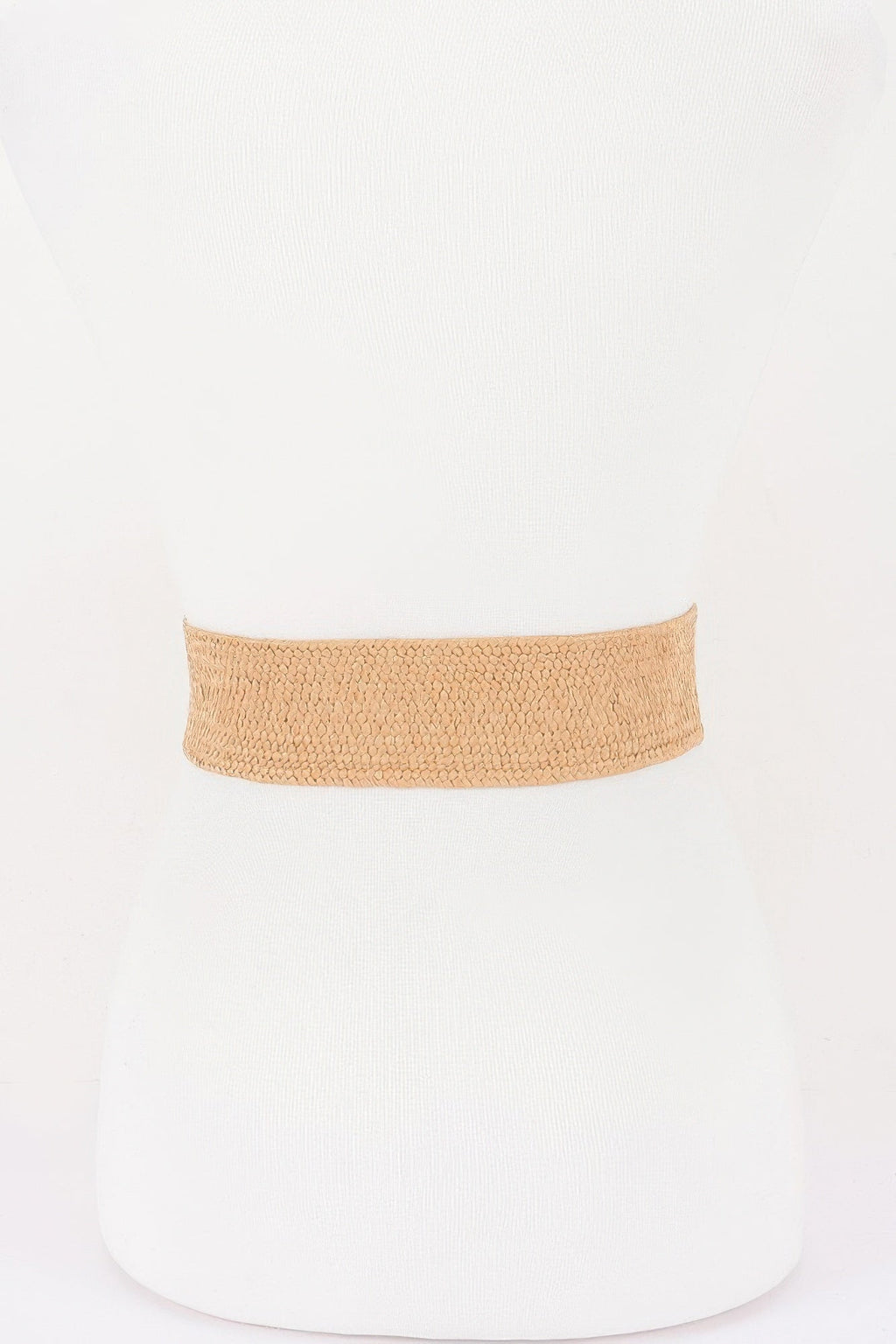 Faux Straw Big Metal Buckle Elastic Plus Size Belt
