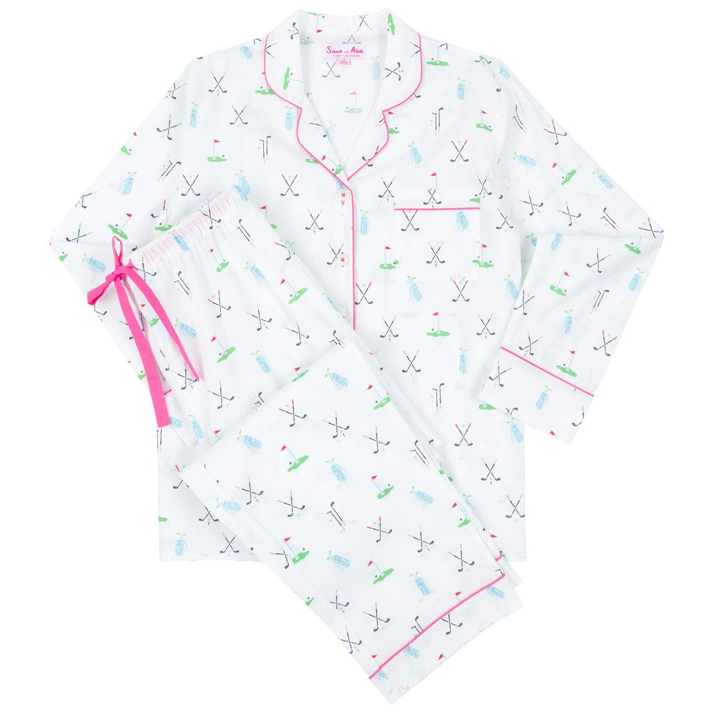 Women's Golf Long PJ Set - Organic Cotton Poplin