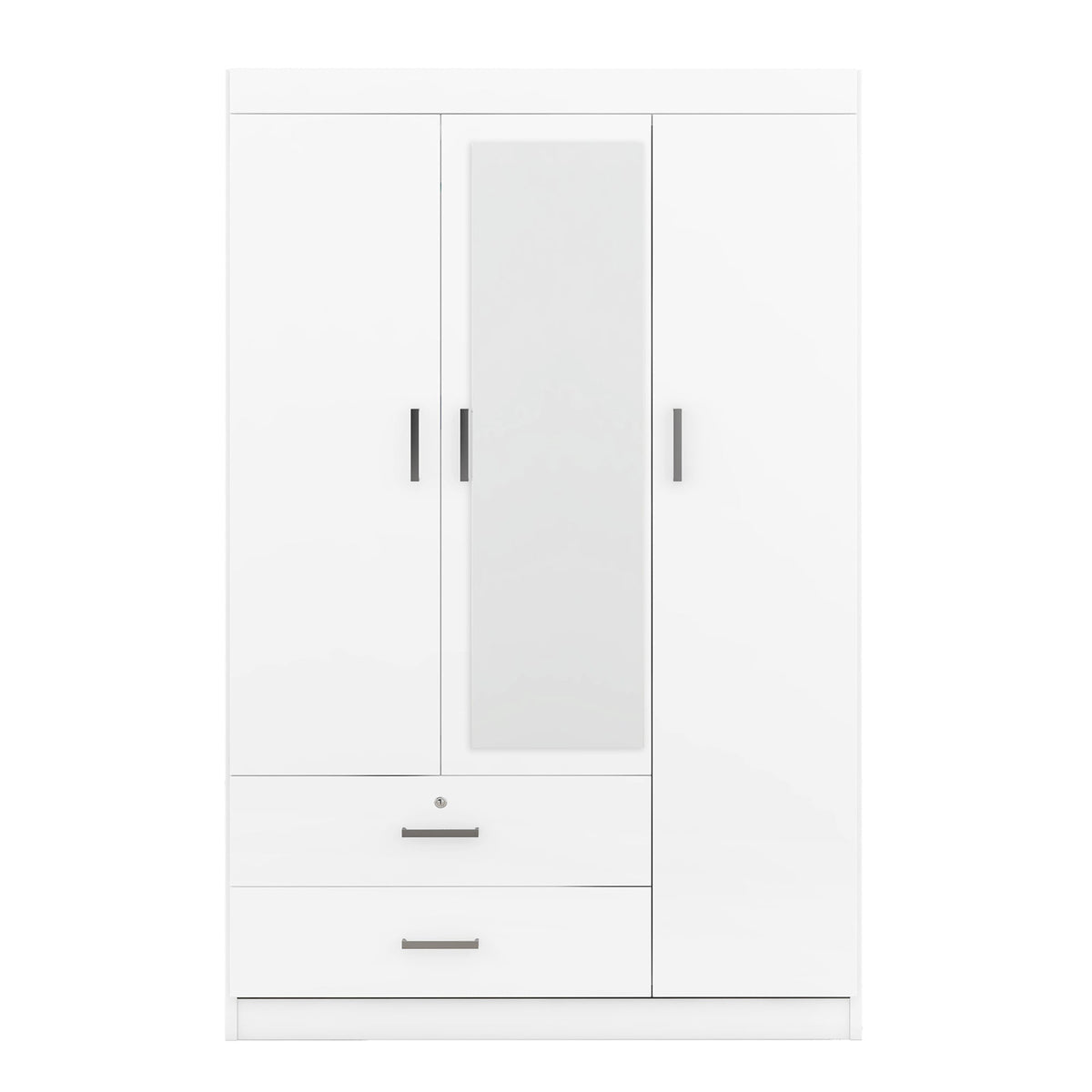 3-Door Mirror Wardrobe with Shelves