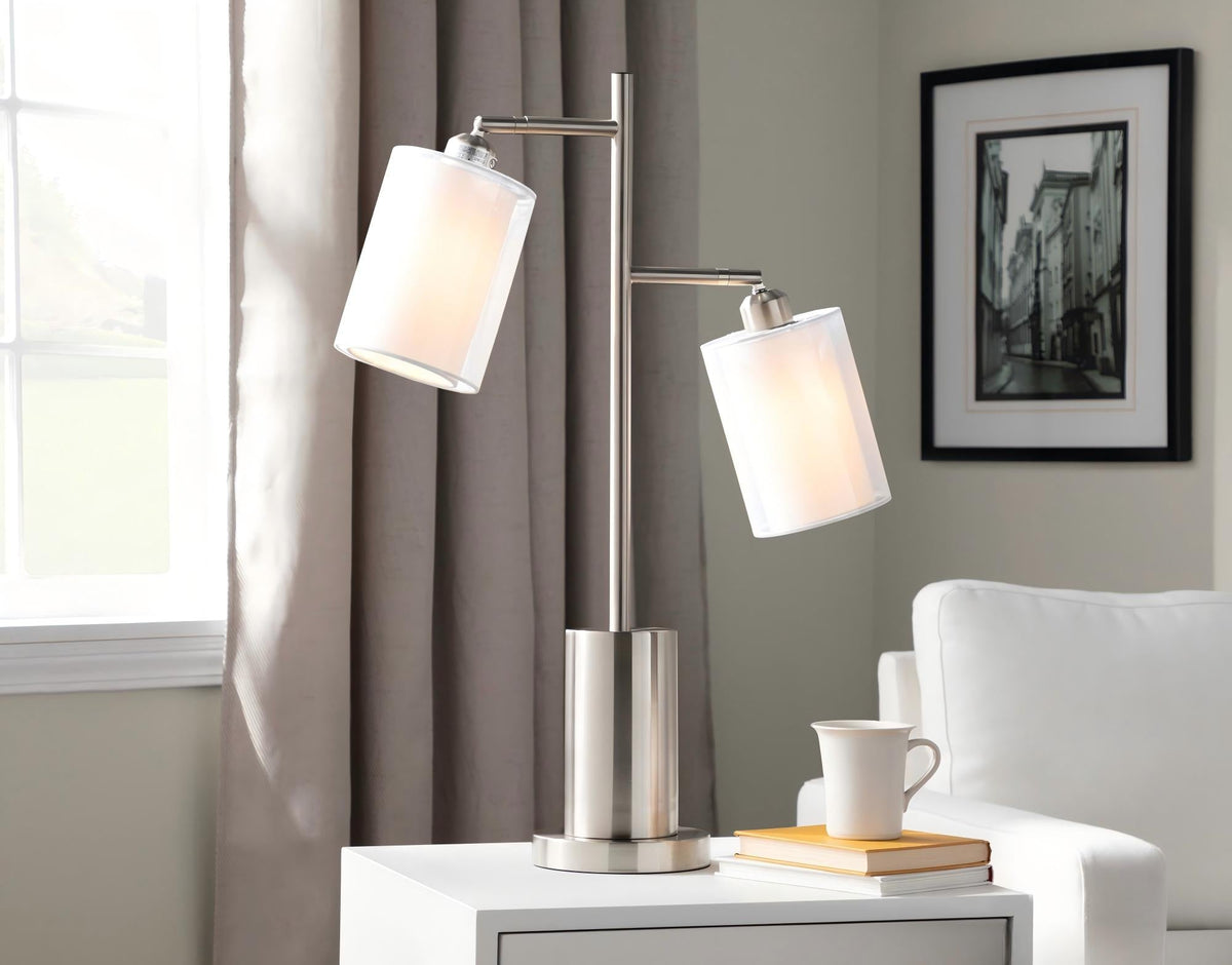 Cannes Contemporary Table Lamp in Nickel Metal