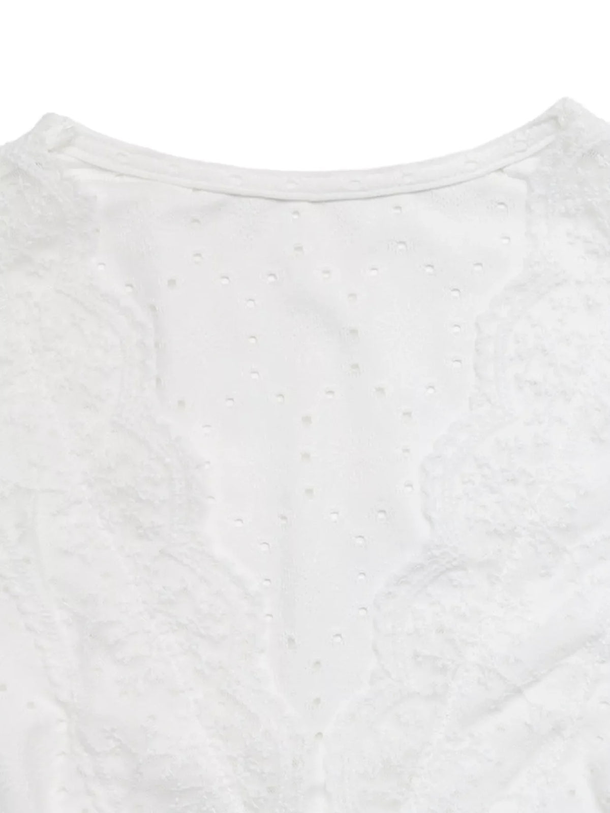 Eyelet Lace Trim Short Sleeve Shirt