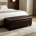 Tufted Storage Ottoman with Wooden Legs