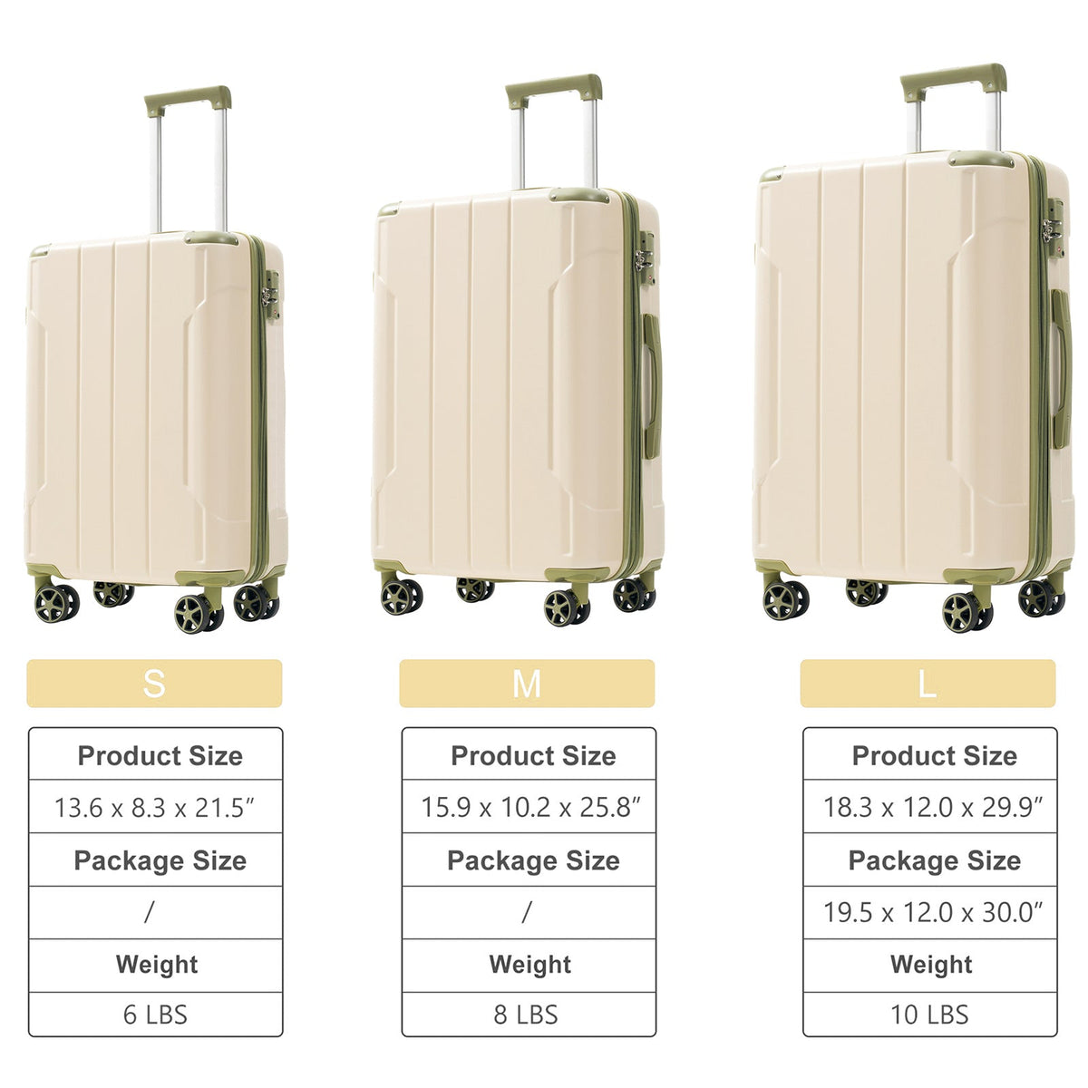 Expandable Hard Shell ABS Suitcases - 3 Piece Set