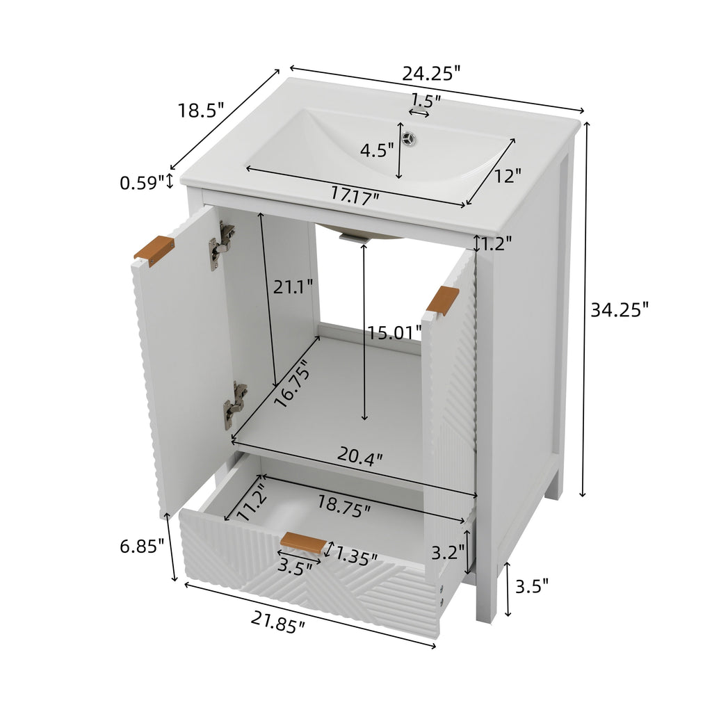 24 Inches Bathroom Vanity with Sink Combo