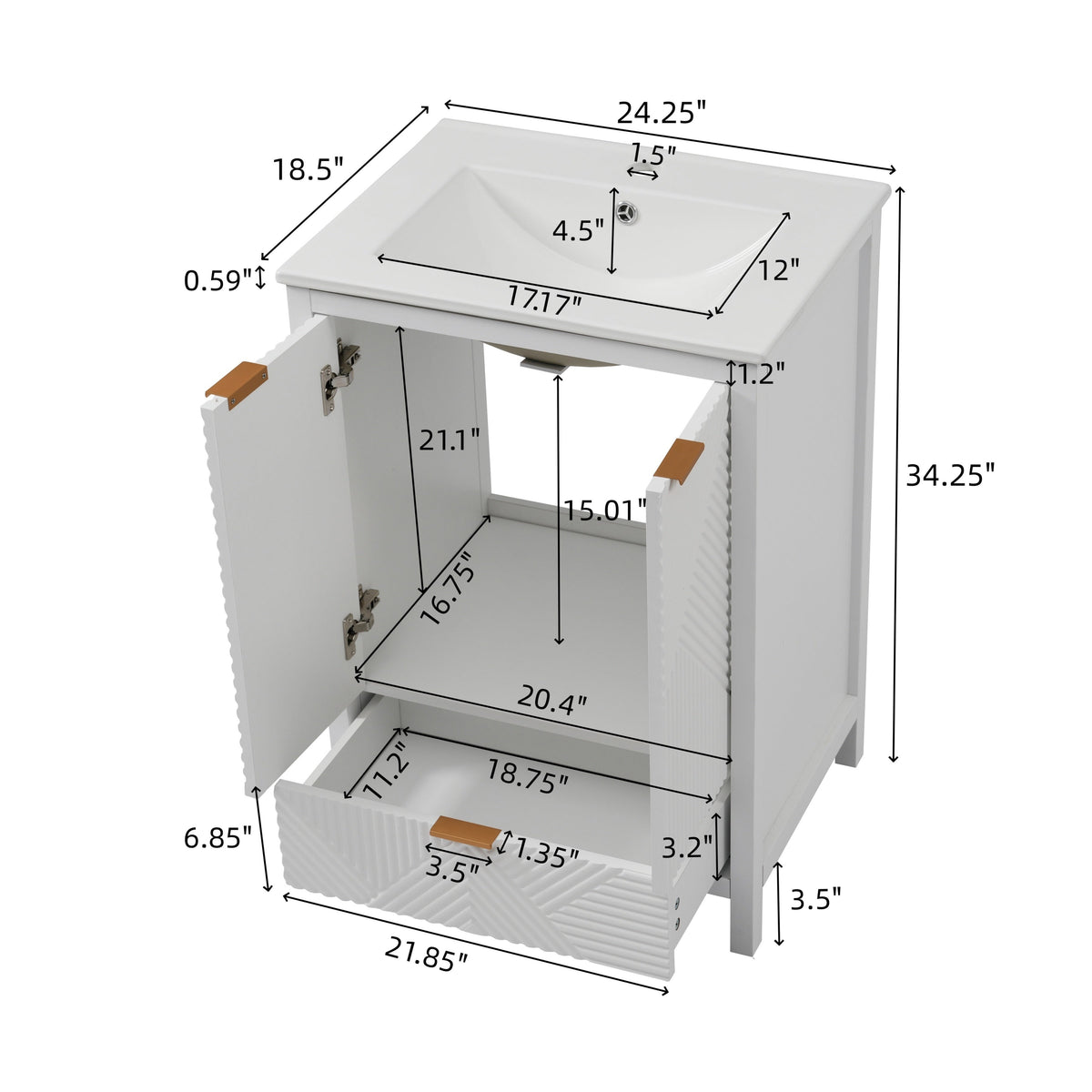 24 Inches Bathroom Vanity with Sink Combo
