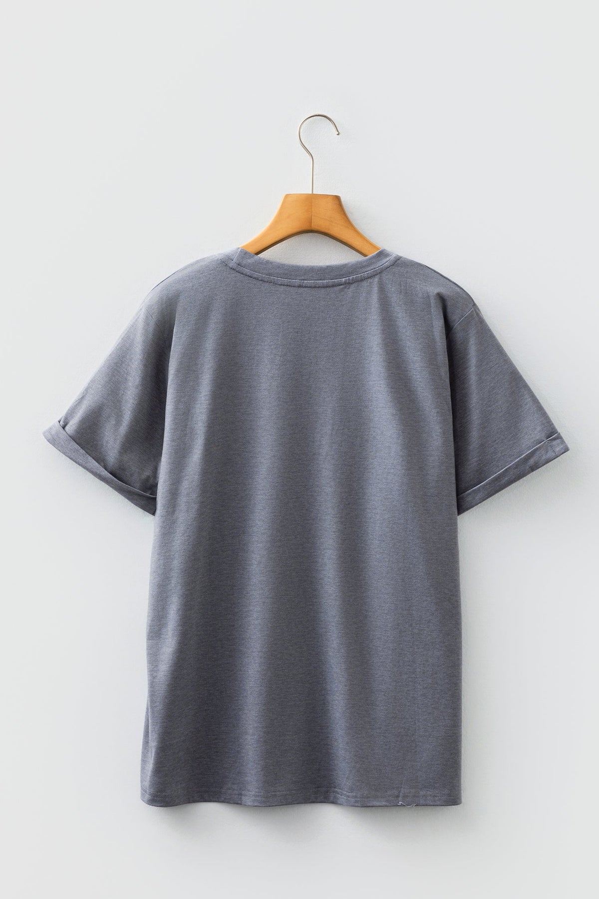 Gray Flag Pattern Sunflower Graphic Crew Neck Tee