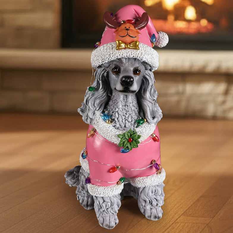 Christmas Poodle Statue
