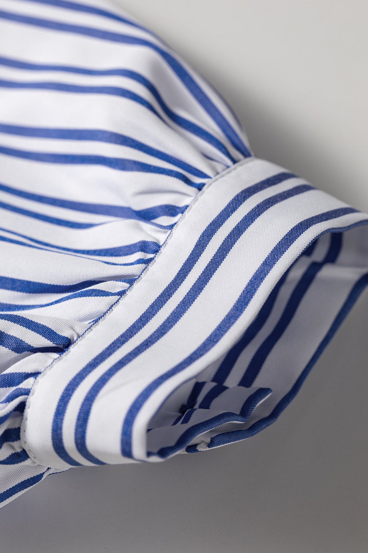 Blue Stripe Embroidered Detail Button Front Long Sleeve Shirt