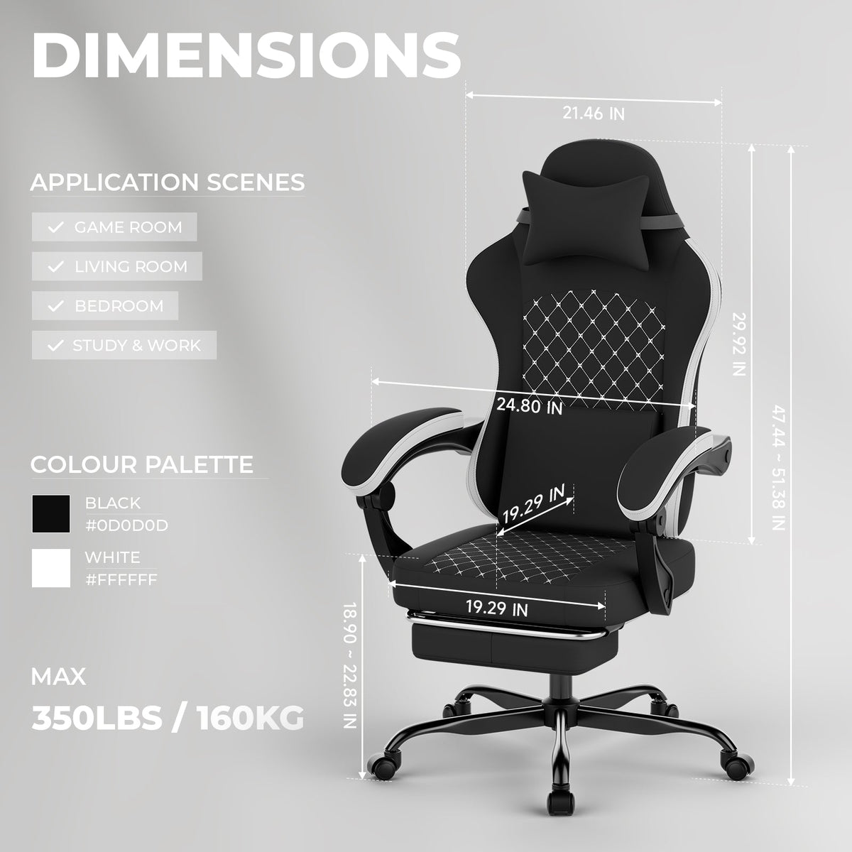 Gaming Chair with Massage and Footrest