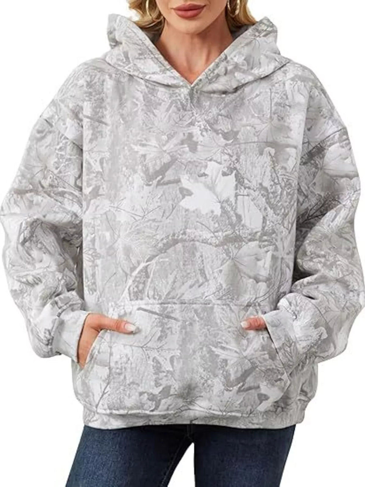 Full Size Kangaroo Pocket Long Sleeve Hoodie Plus Size