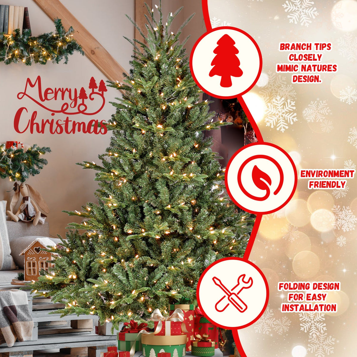 6FT Full-Shape Christmas Tree with 500 UL Lights