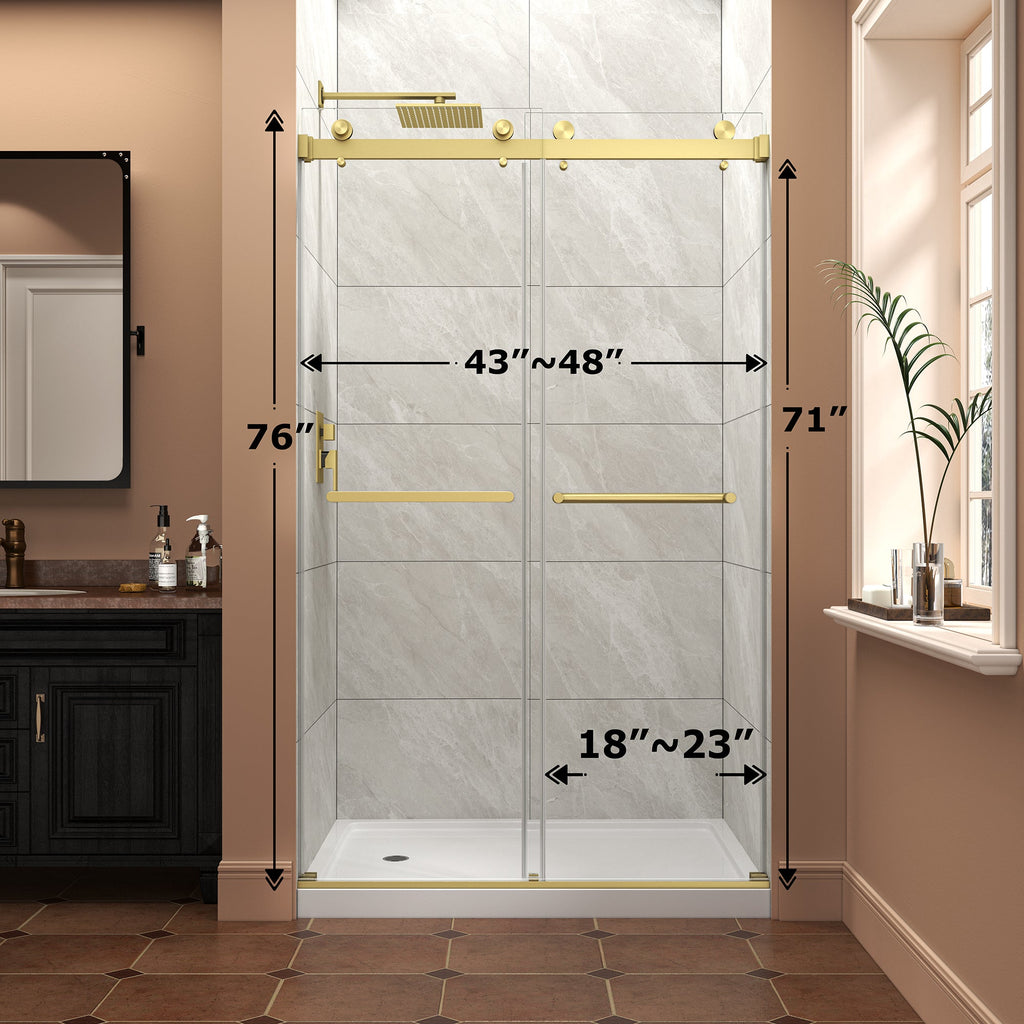 Brushed Nickel Reversible Installation Double Bypass Sliding Shower Door