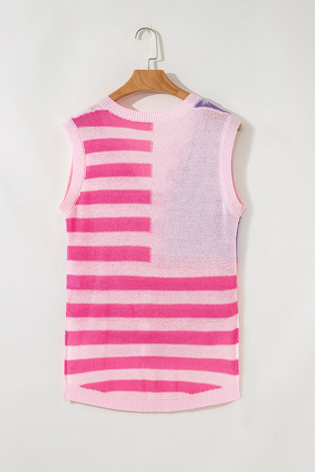 USA Flag Notch Neck Sleeveless Sweater Top