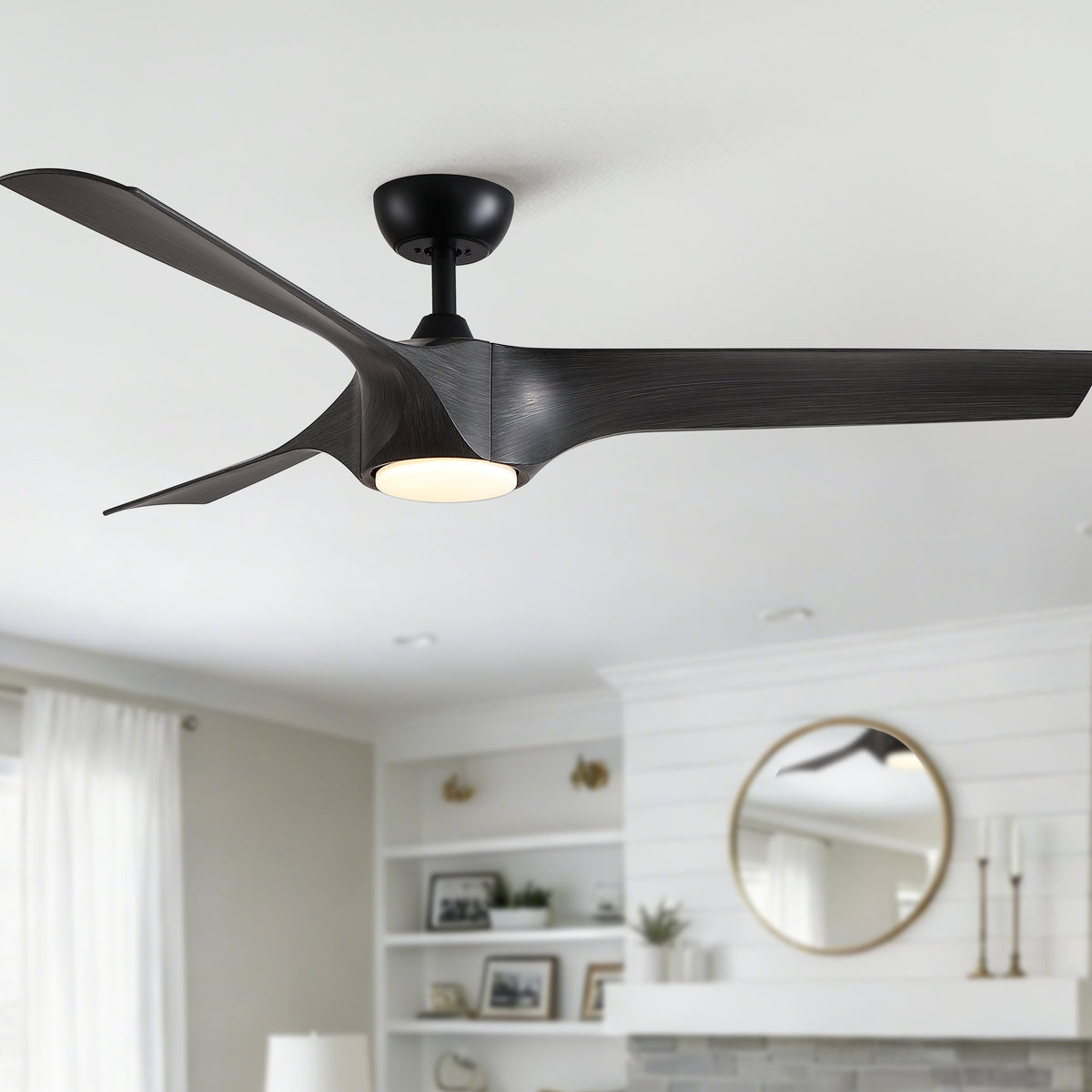 56" Modern Farmhouse Reversible Quiet Motor Ceiling Fan Light