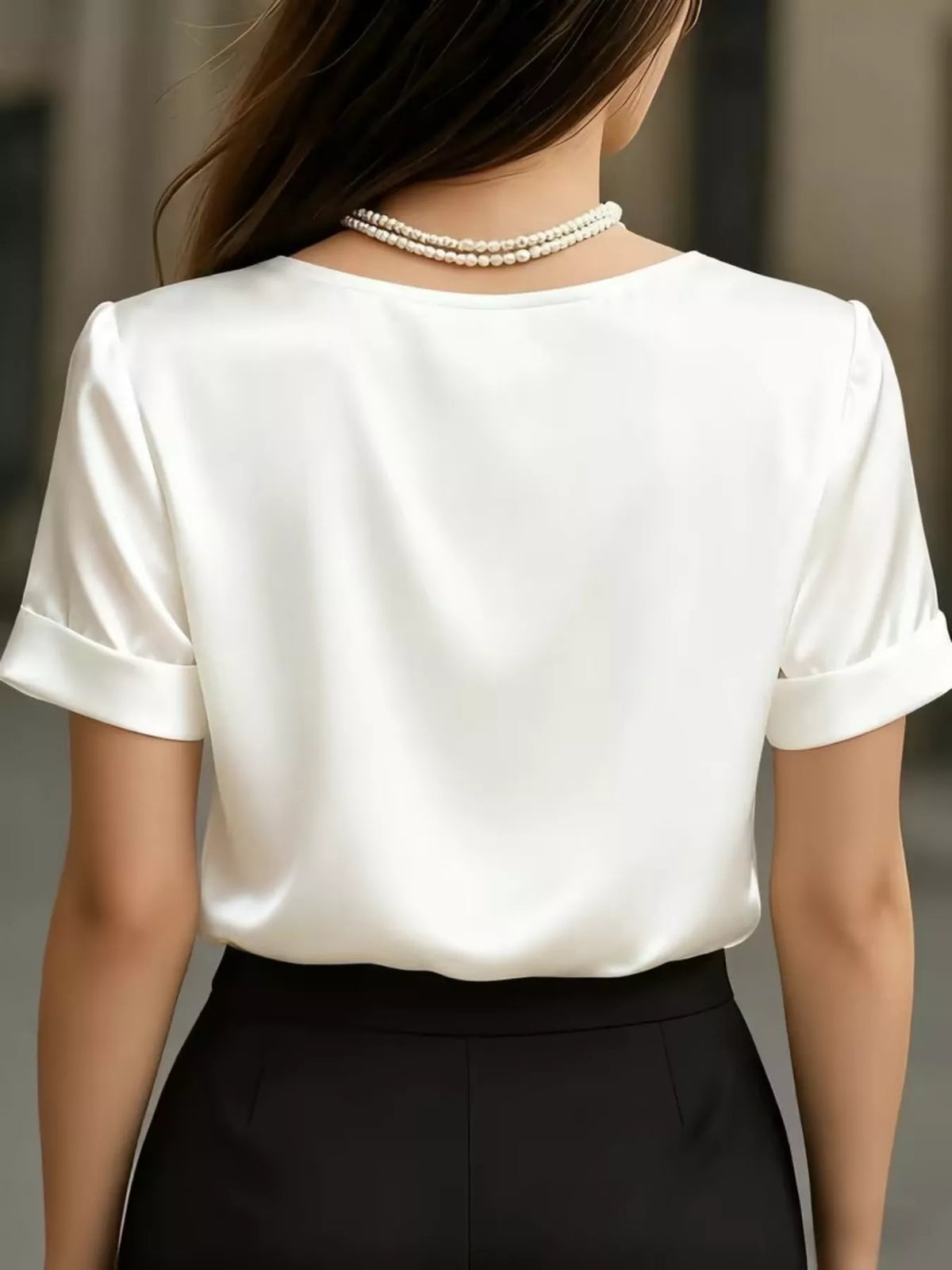 Elegant V-Neck Short Sleeve Ruched Top