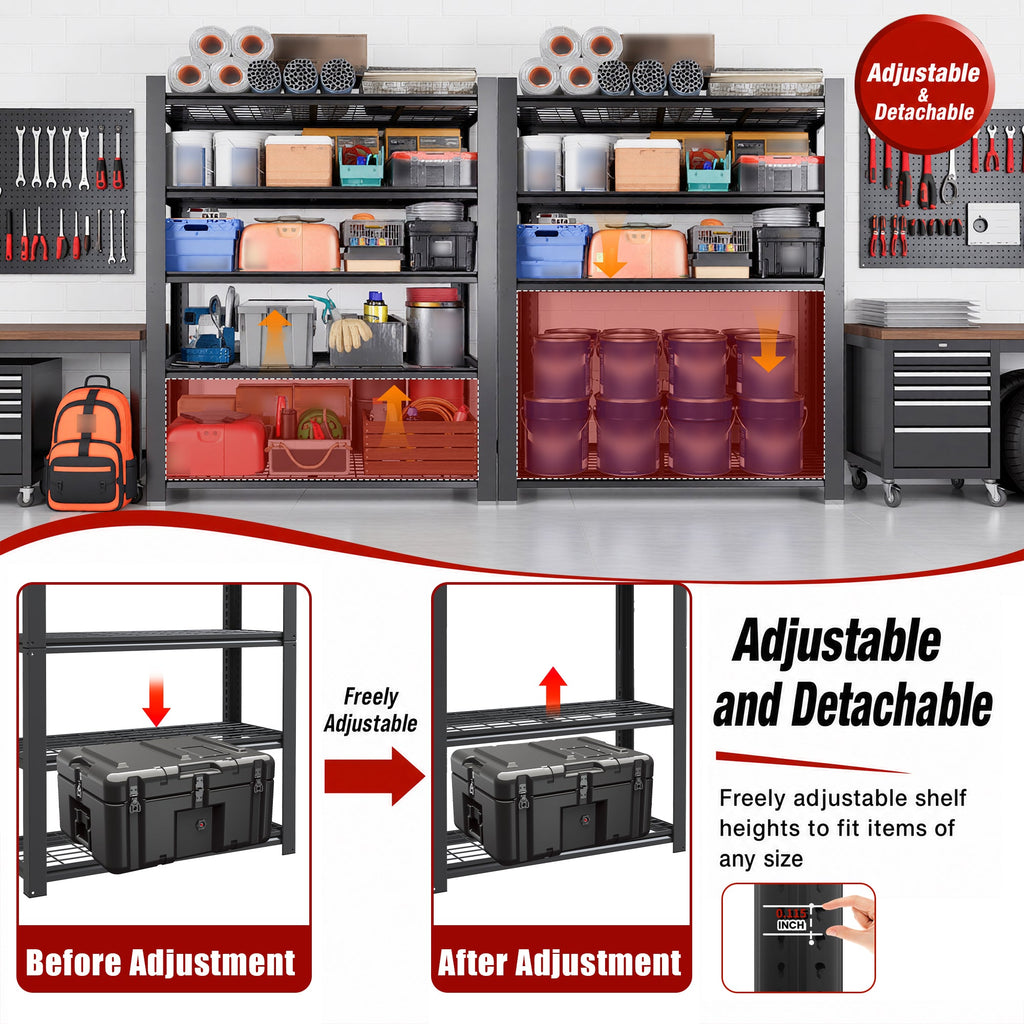 72"H 5-Tier Adjustable Heavy Duty Shelving Rack