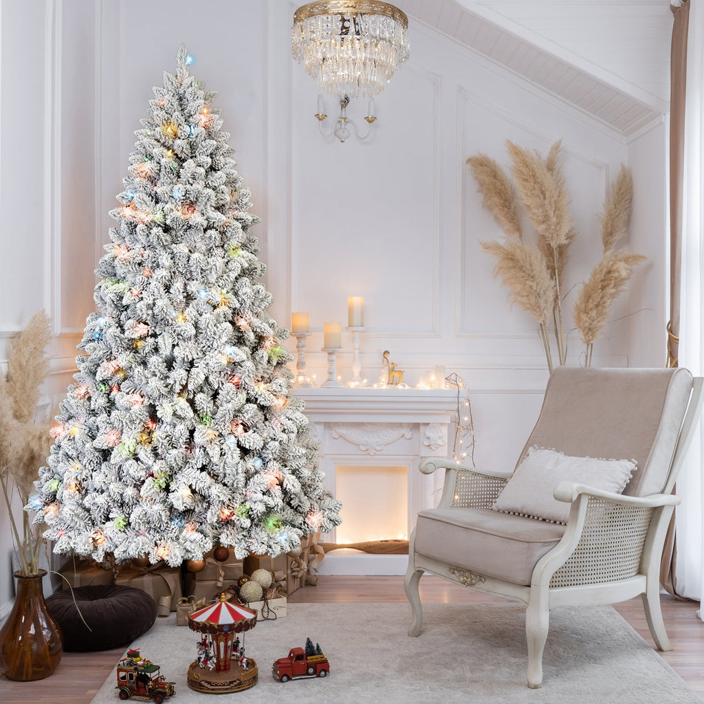 5FT Flocked Christmas Tree with 300 Colorful Lights