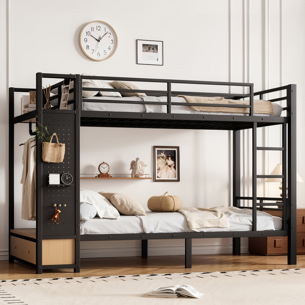 Twin XL Over Twin XL Size Metal Bunk Bed for Teens