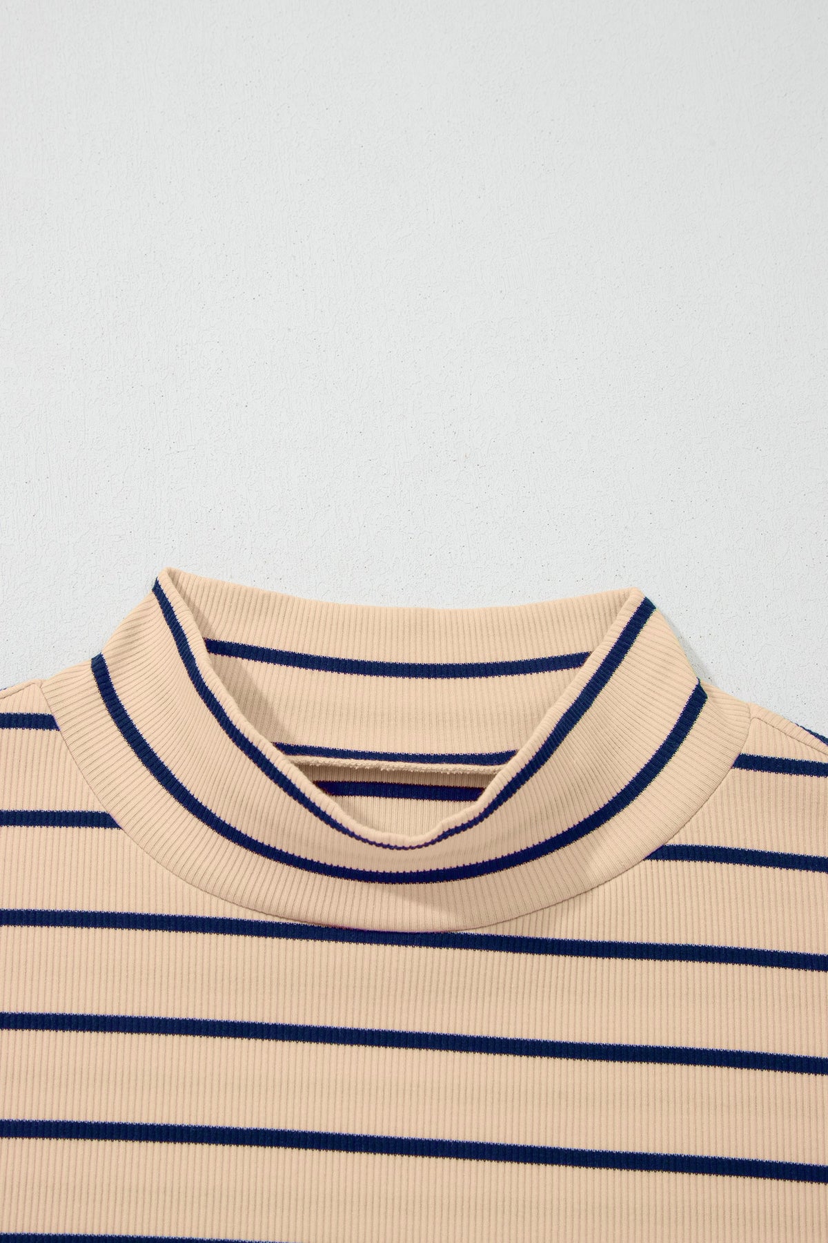 Stripe Mock Neck Short Sleeve Loose Top